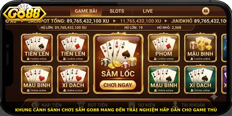 Khung cảnh sảnh chơi Sâm Go88 mang đến trải nghiệm hấp dẫn cho game thủ